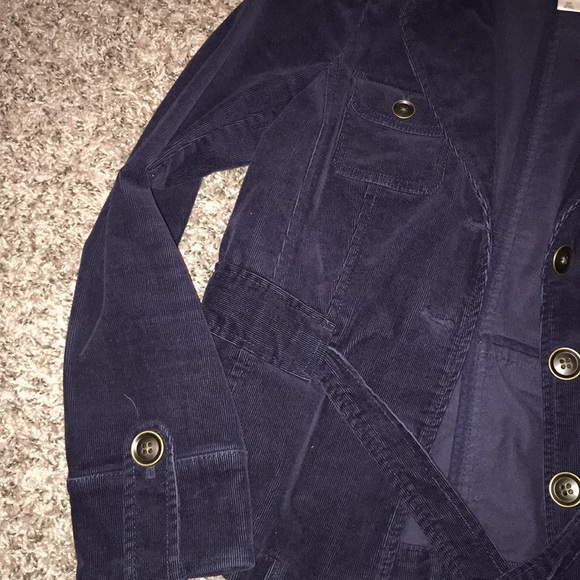 Navy, corduroy jacket with tie waist - Picture 3 of 3